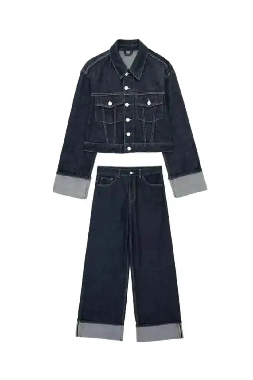 Zweiteiler - Jeansjacke & High-Waist Jeans